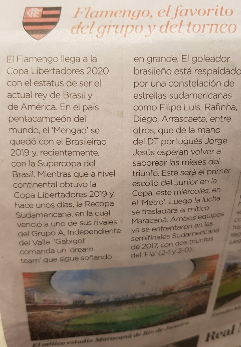Jornal "El Heraldo" sobre o Flamengo — Foto: Reprodução